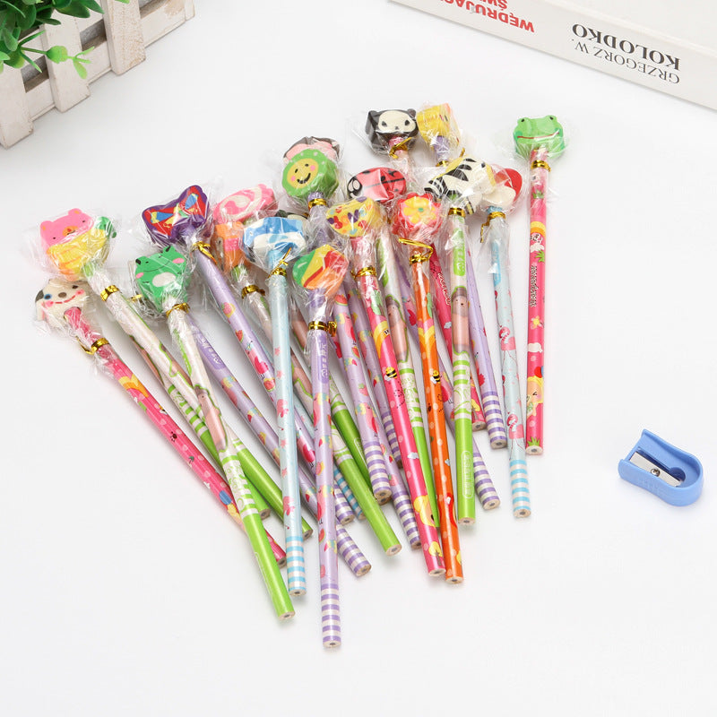 Wholesale Cute Cartoon HB Wooden Pencil with Eraser