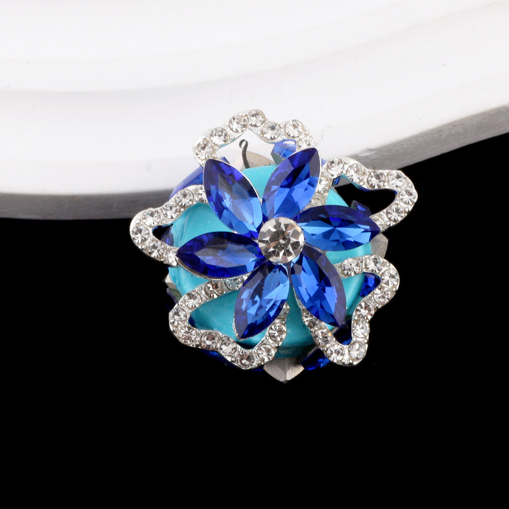 Wholesale 5pcs Diamond inlaid rotating snowflake alloy clay beads