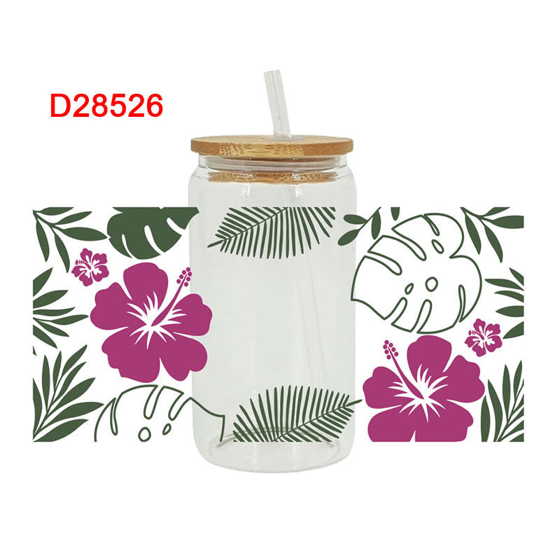 Wholesale Tulip Flower Leaf Series 16oz Cup UV DTF Wraps