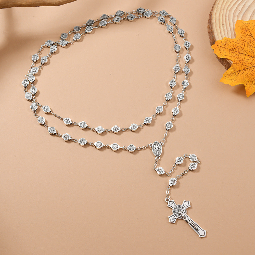 Wholesale St.  Benedict Alloy Cross Rosary Necklace