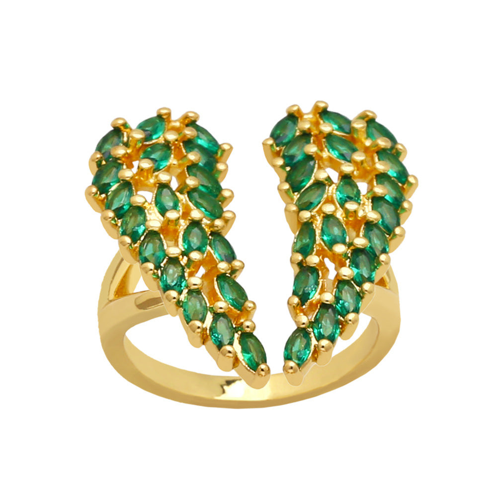 Anillo de ala de circón de diamante de cobre completo de cobre al por mayor