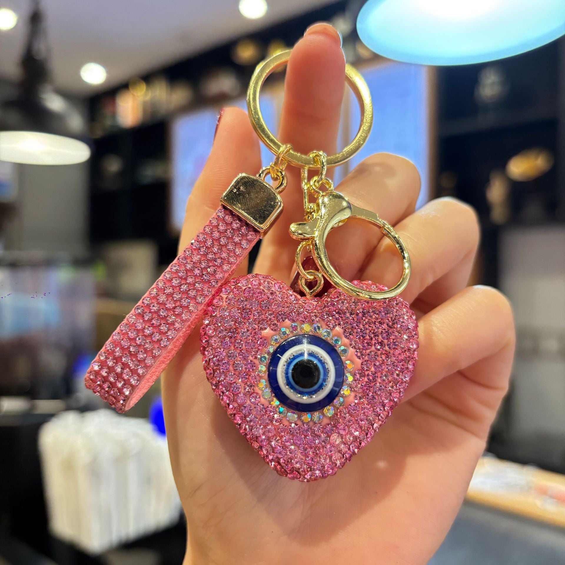 Wholesale Clay Full Rhinestone Heart Keychain