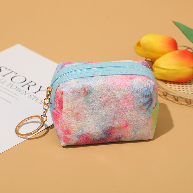 Wholesale Tie Dye Star Mini Cute Coin Purse Wallet Keychain