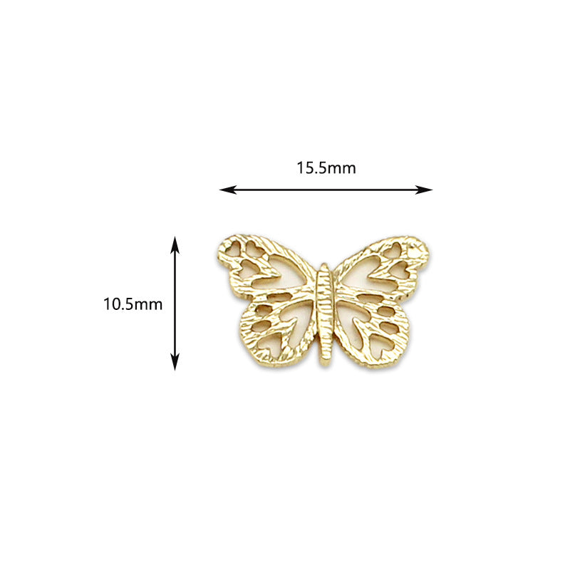 Wholesale DIY Copper Plated 18K True Gold Hollow Three-dimensional Butterfly Pendant Pendant Bracelet Anklet Earrings