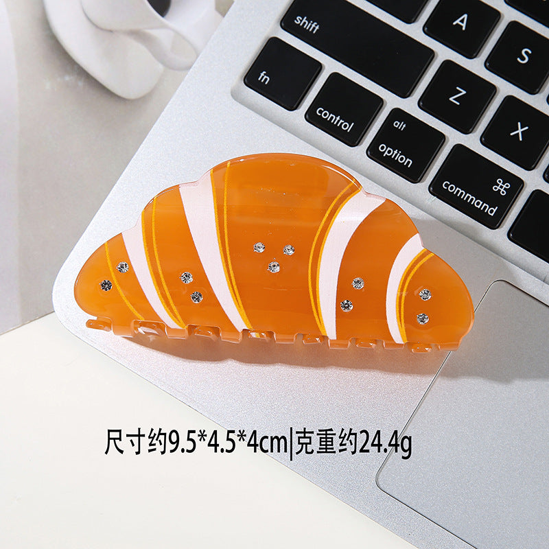 Wholesale Fun Cartoon Food Hair Clips Croissant Burger Pizza Popcorn Design PVC Hair Claw Accessory Chic Everyday Styling And Gift