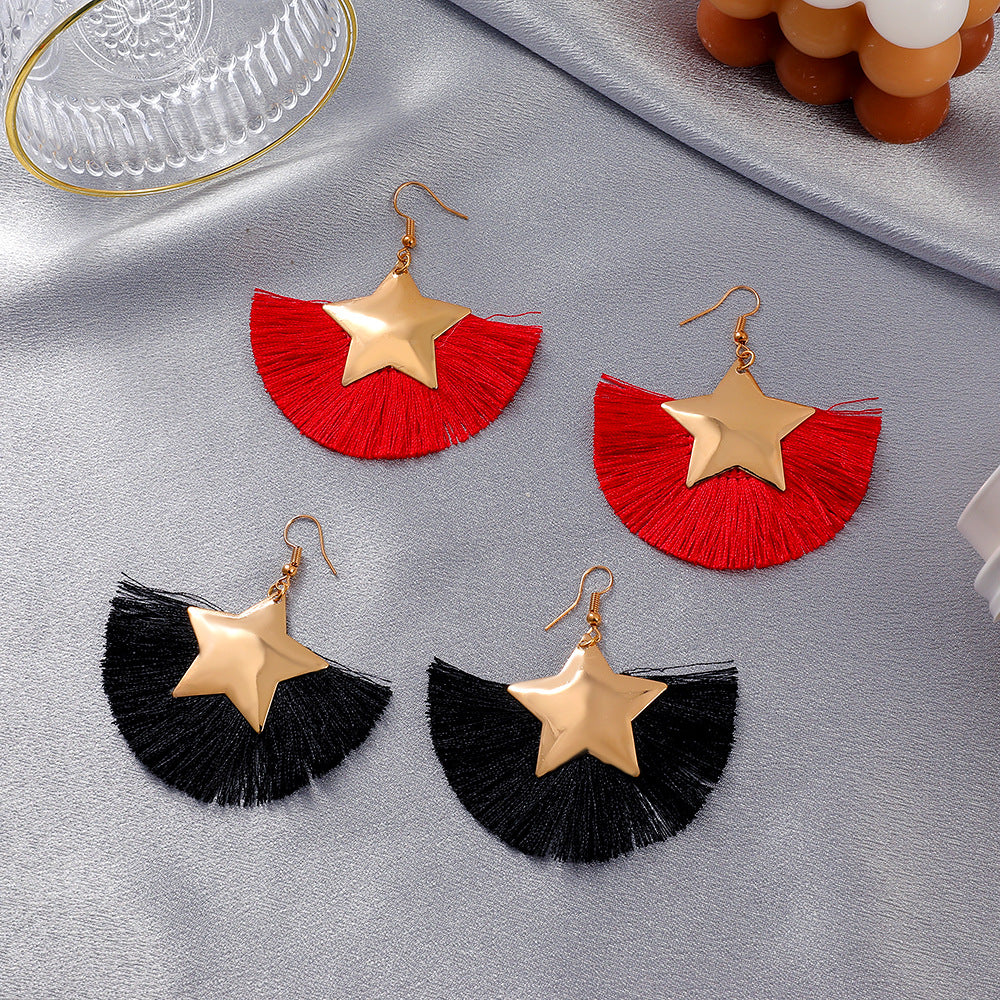 Wholesale Fan Tassel Star Geometric Vintage Earrings