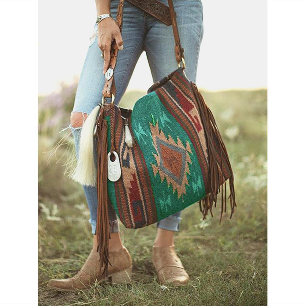 Wholesale Aztec Flowing Cotton and Hemp Canvas Handheld Shoulder Bag