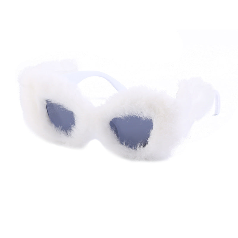 Wholesale Plush Winter Fashion Cat-eye Sunglasses