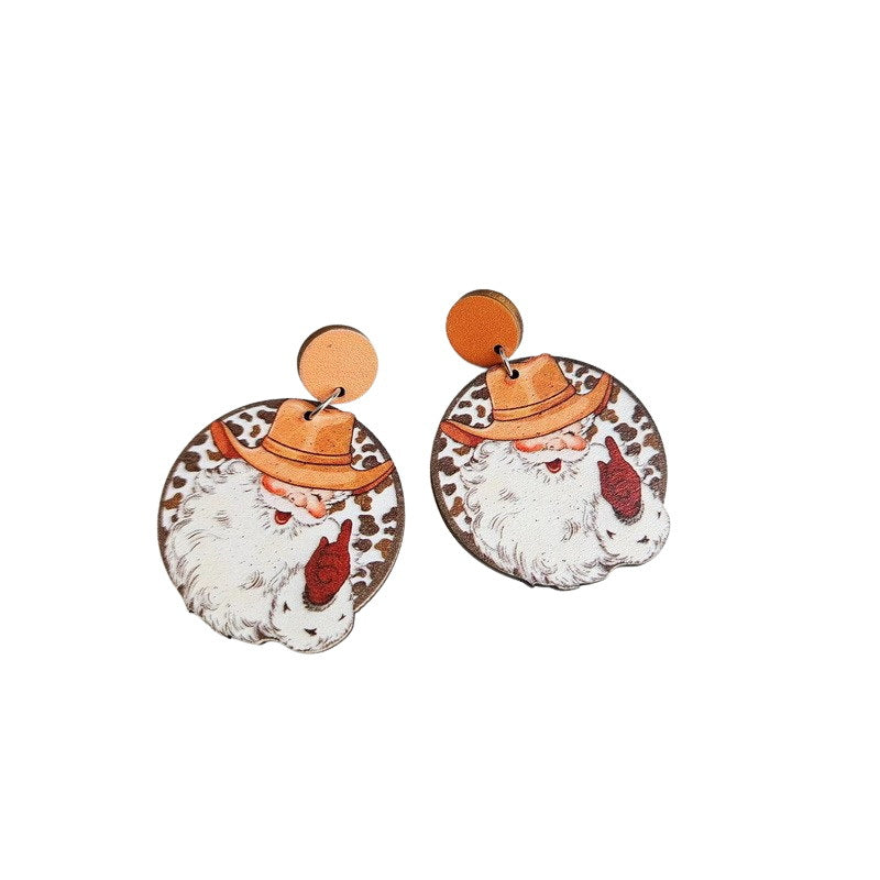 Wholesale Pink  Wooden Drop Earrings Trendy Cartoon Design Fashion Accessory For Party Gift