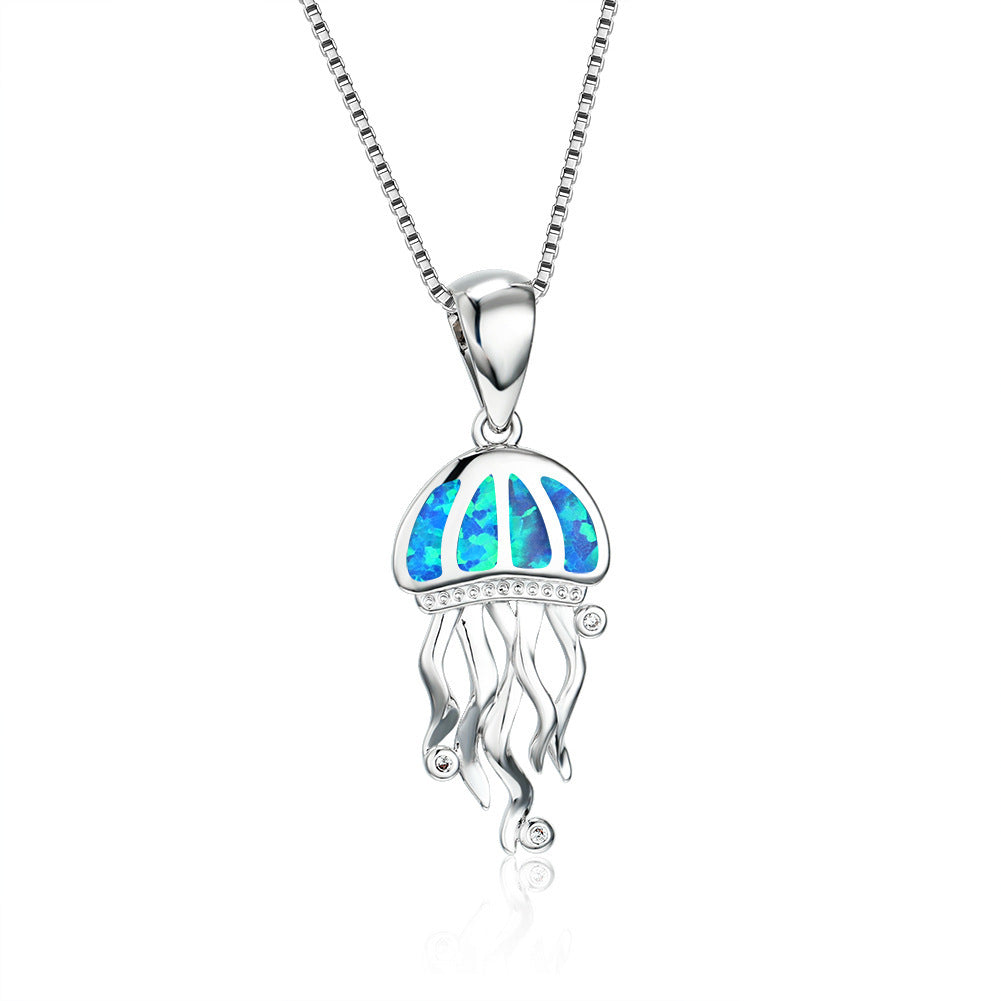 Wholesale ins platinum jellyfish necklace