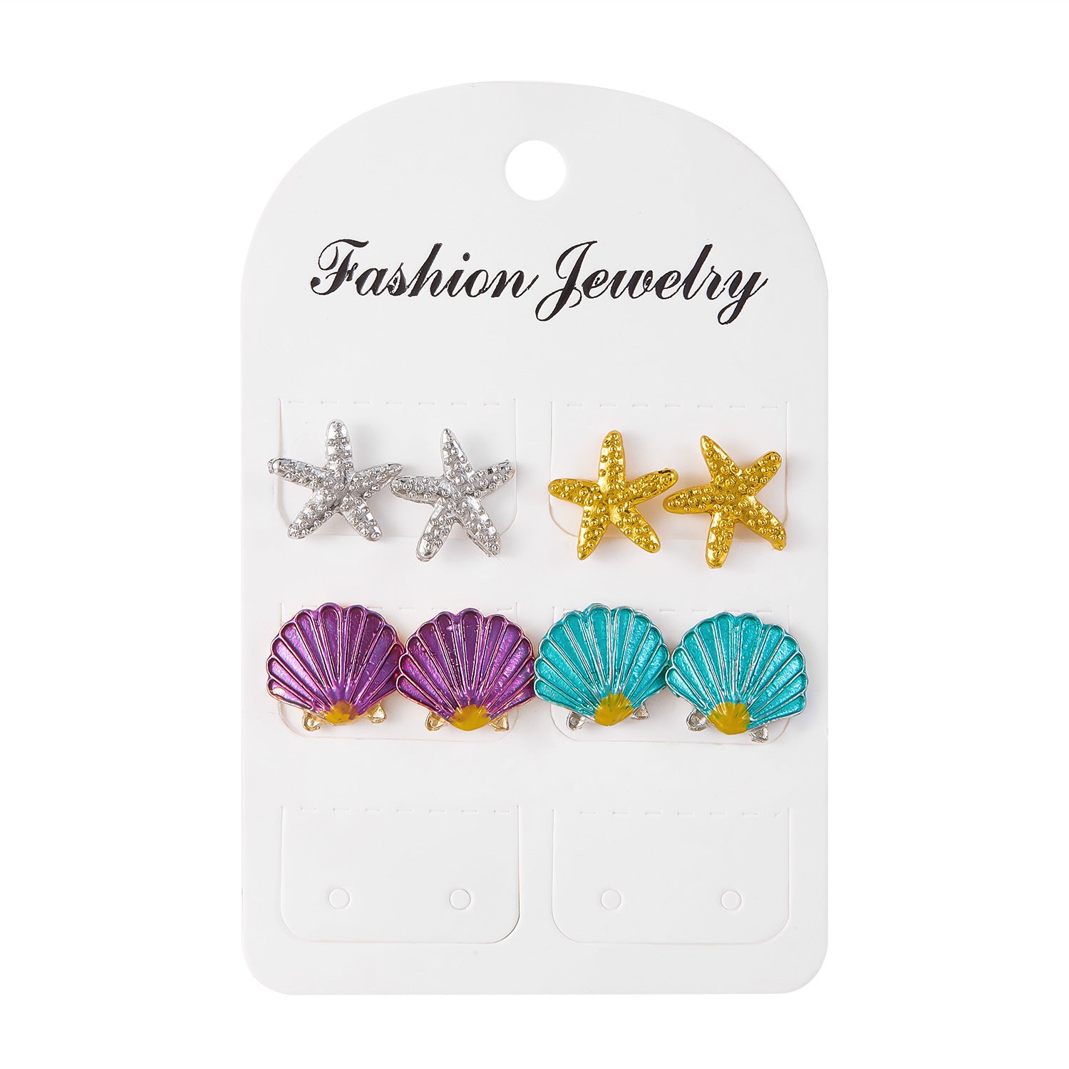 Wholesale Small fresh oil drop starfish shell earrings set
