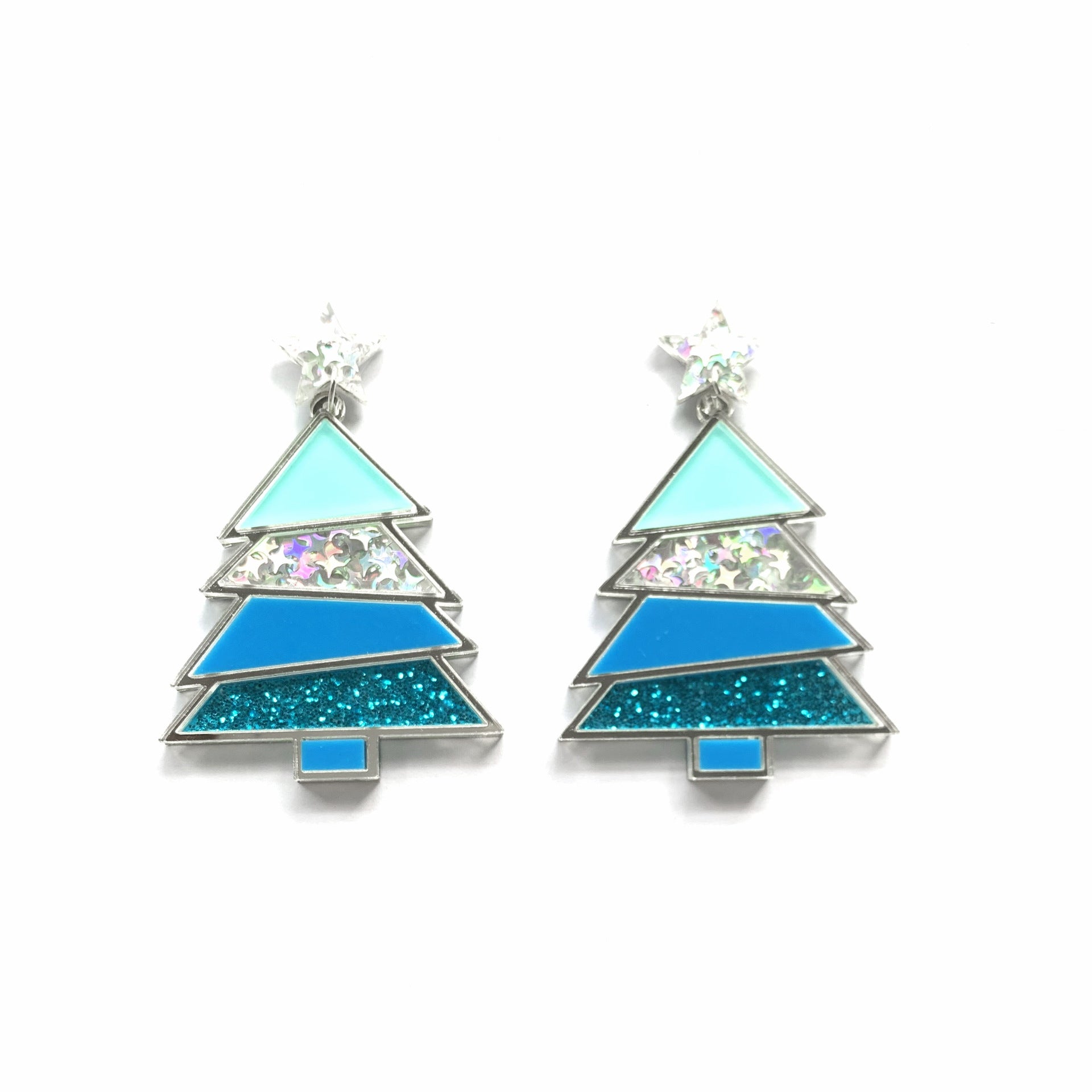 Wholesale Christmas Geometric Sequined Christmas Tree Earrings