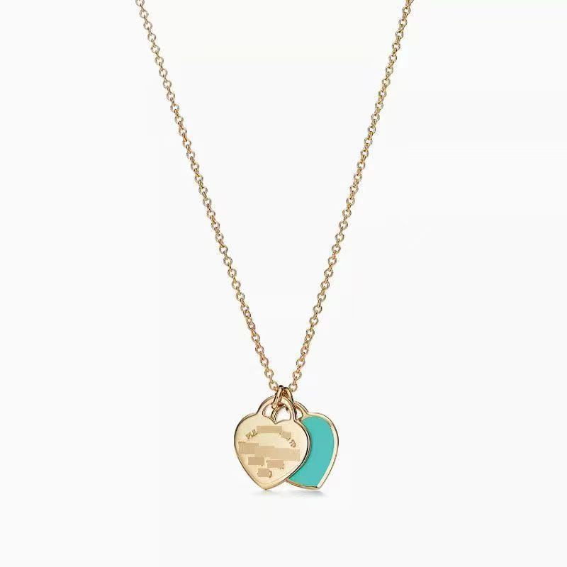 Wholesale Epoxy diamond gold-plated heart clavicle necklace