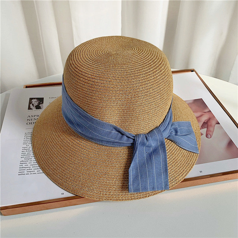 卸売リボン大きなつばの帽子麦わら帽子