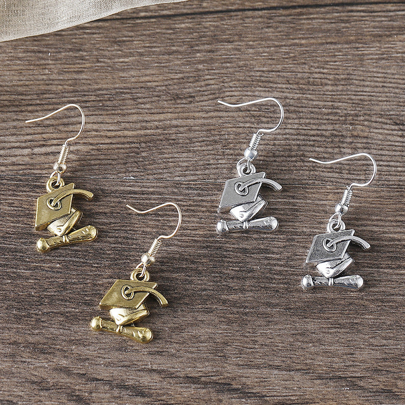 Wholesale Graduation Season Flower Bachelor' s Hat Colored Earrings