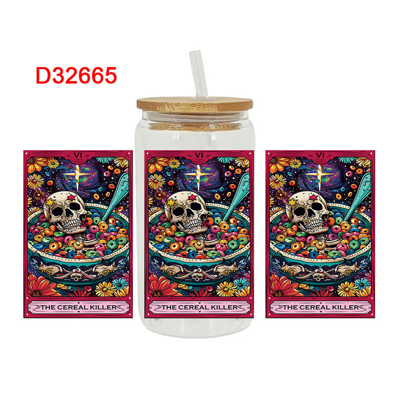 Wholesale Skeleton Bull 16oz Cup UV DTF Wraps