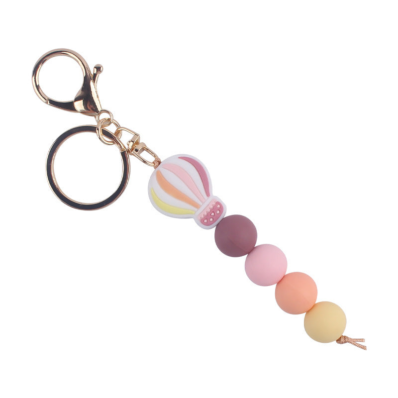 Wholesale Cartoon Hot Air Balloon Silicone Handmade Beaded Keychain