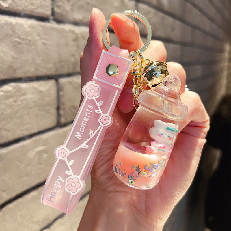 Wholesale Bottle Rabbit Doll Into Oil Quicksand Drift Bottle Acrylic Keychain