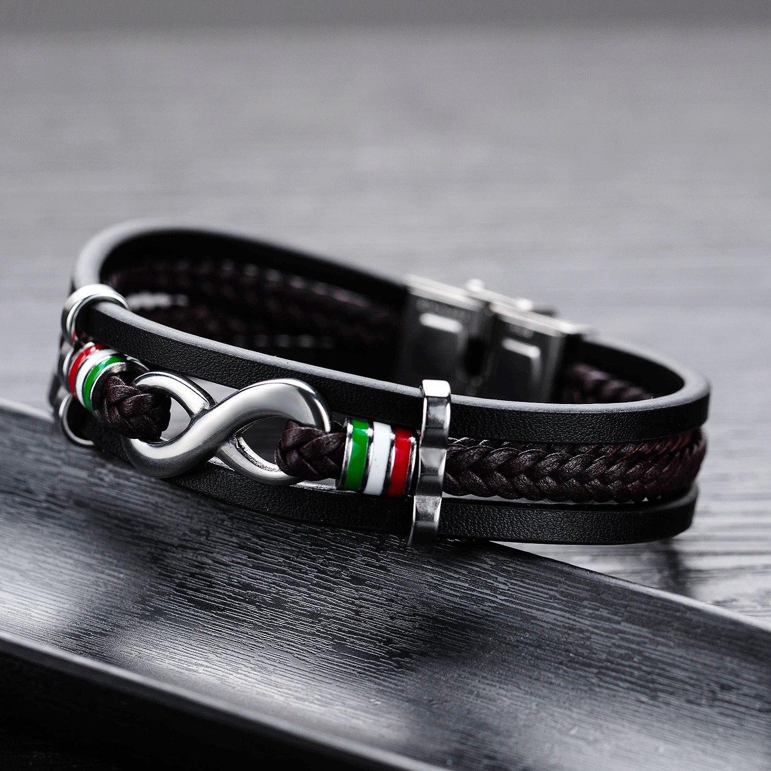 Wholesale Vintage Simple Leather Multi-layer Men's Alloy Bracelet