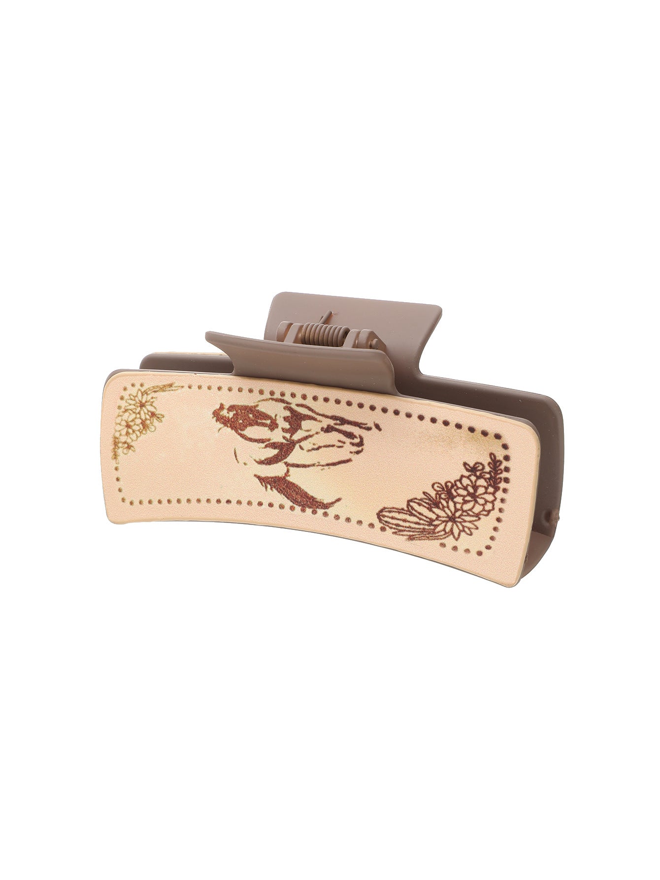 Wholesale Western Style Cactus Print Pattern Leather Hairpin Shark Clip