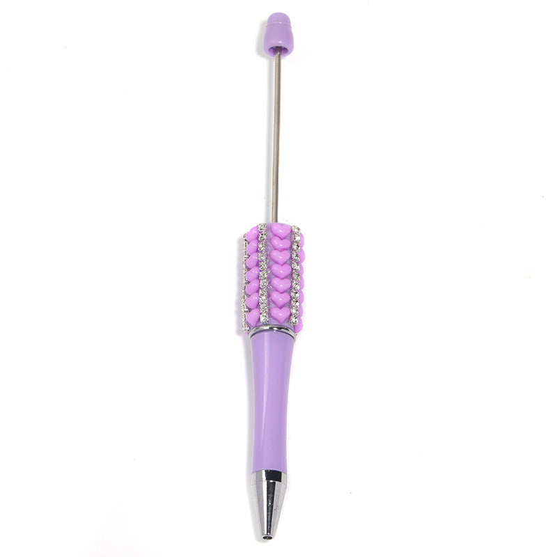 Wholesale 5pcs Beadable Pens Heavy Resin Heart Rhinestone Rotating Ballpoint Pen