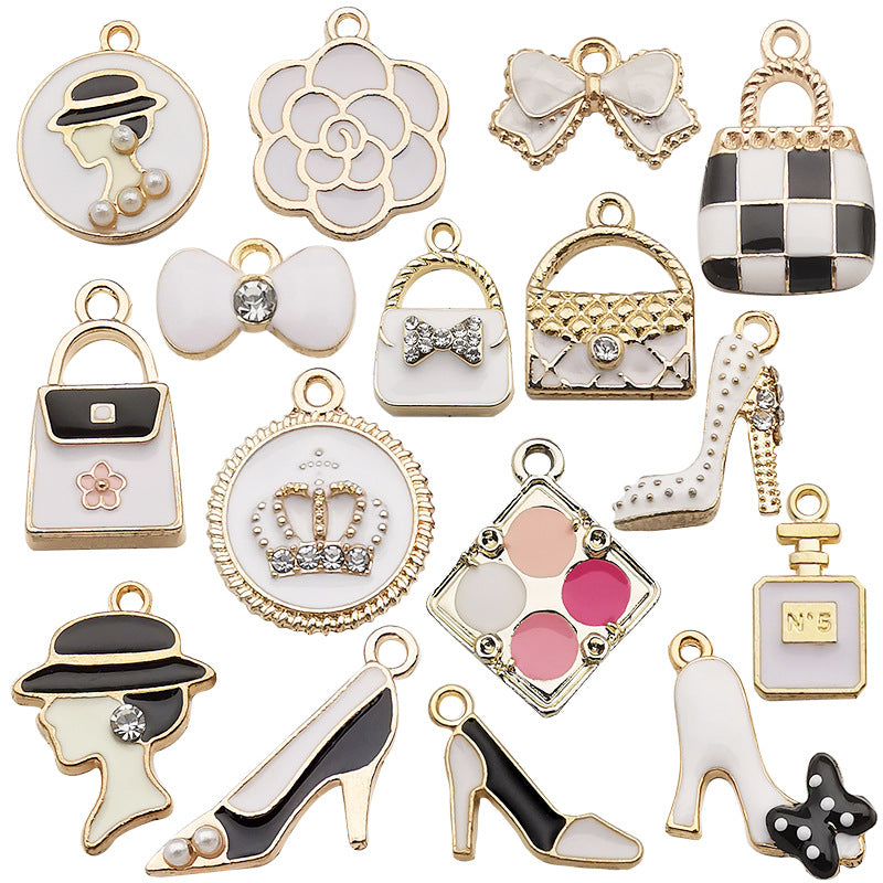 Wholesale Dripping Oil White Urban Beauty Alloy Cartoon Necklace Bracelet Pendant