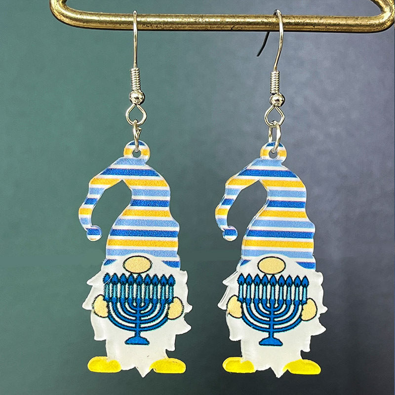 Wholesale Acrylic Hanukkah Star Earrings 2 Pairs in A Pack