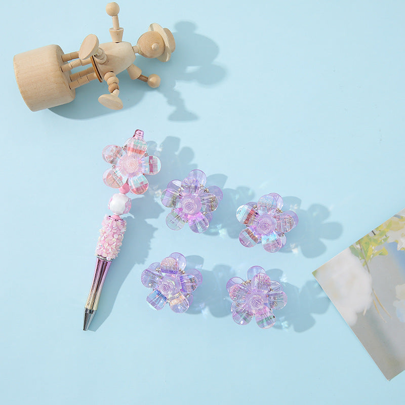 Wholesale 10pcs Heavy Industry Pink Flower Acrylic Handmade Sakura Accessories DIY Beads