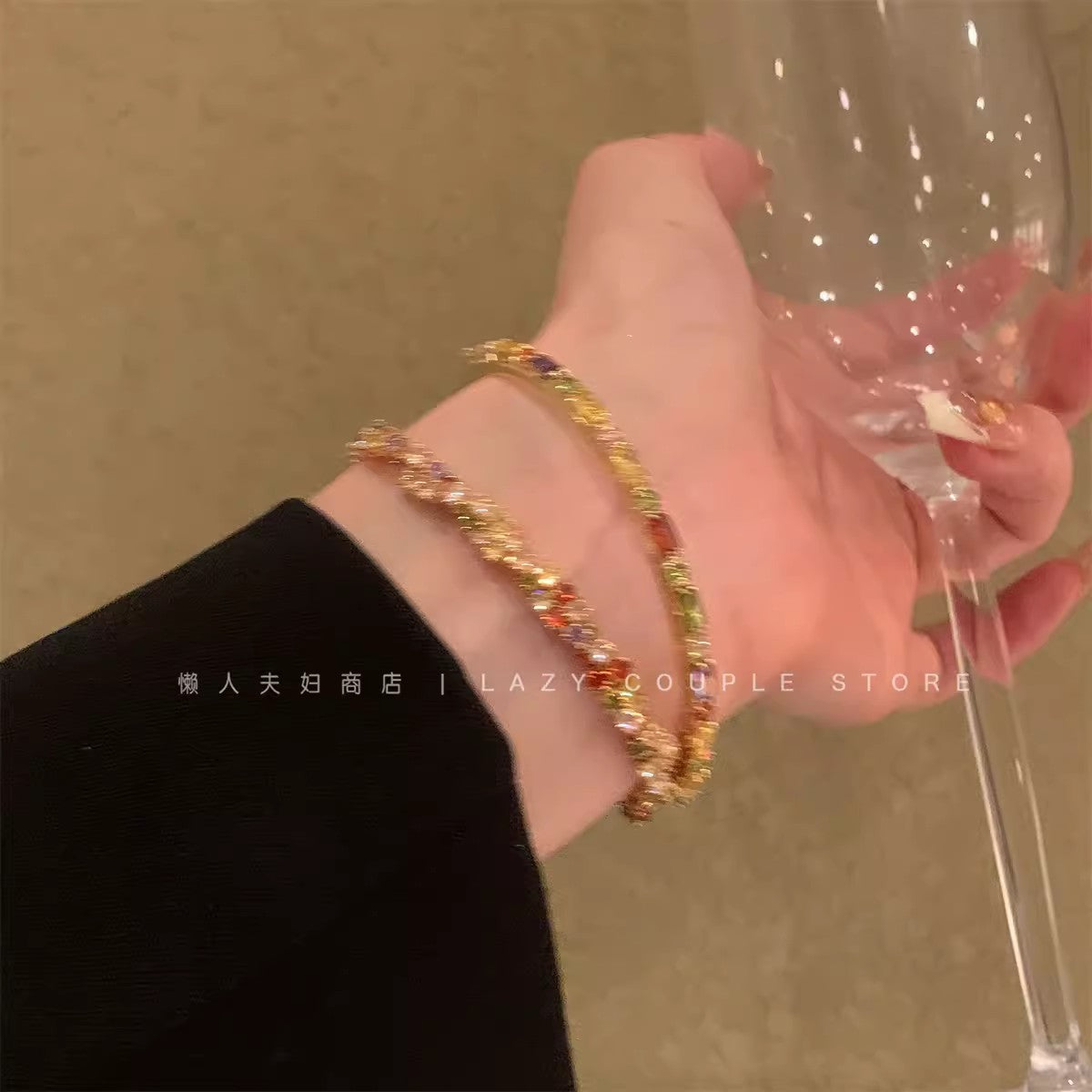 Wholesale Stacked colorful dopamine zircon bracelet twist knot bracelet