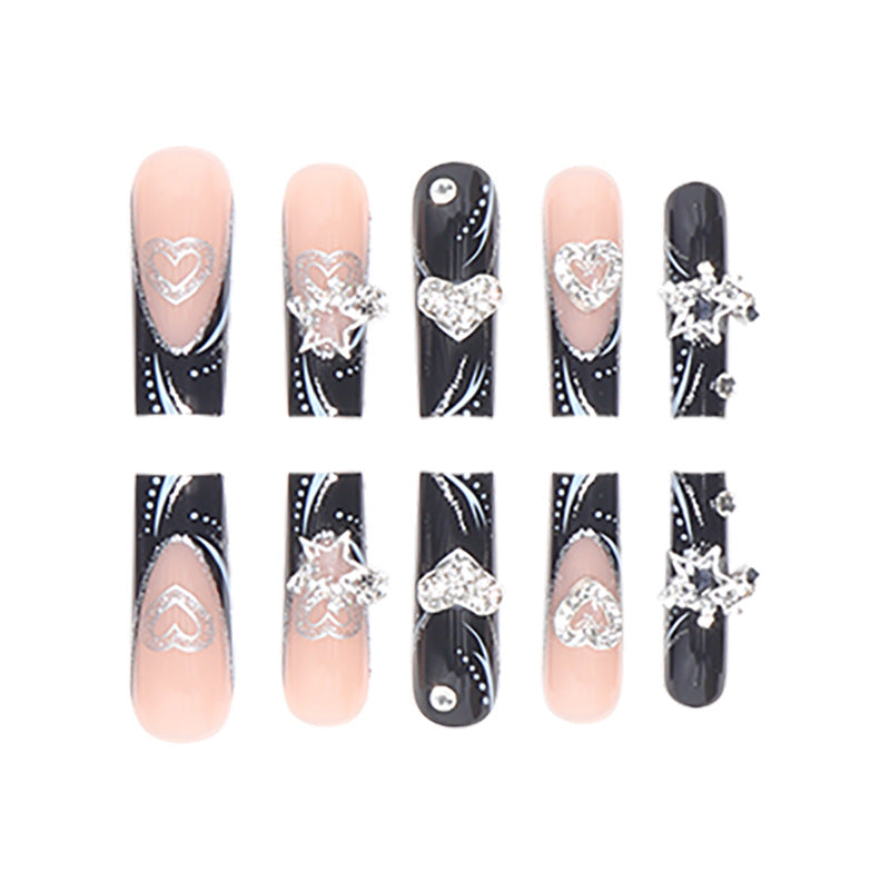 Wholesale Valentine's Day Black Glitter Love Star Nail Art Patches