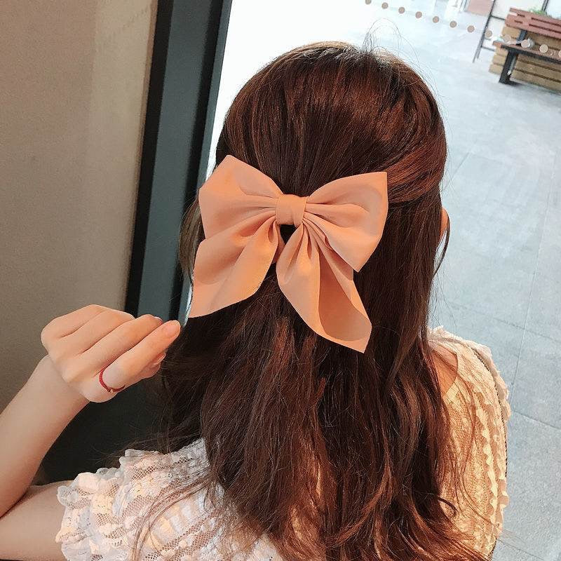 Wholesale Solid Color Fabric Sweet Bow Hair Clip