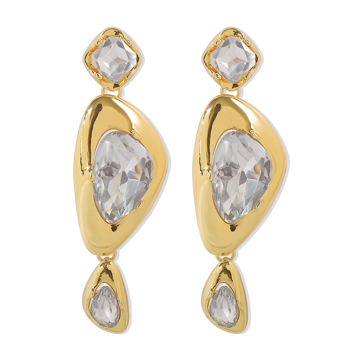 Wholesale Irregular Zircon Geometric Alloy Earrings