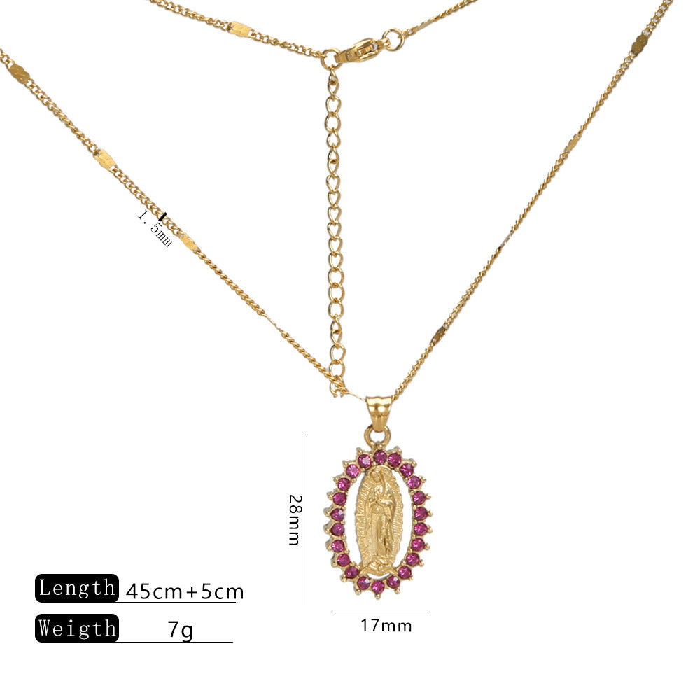 Wholesale Virgin Mary Pendant Jewelry Stainless steel Necklace Accessories Light Luxury