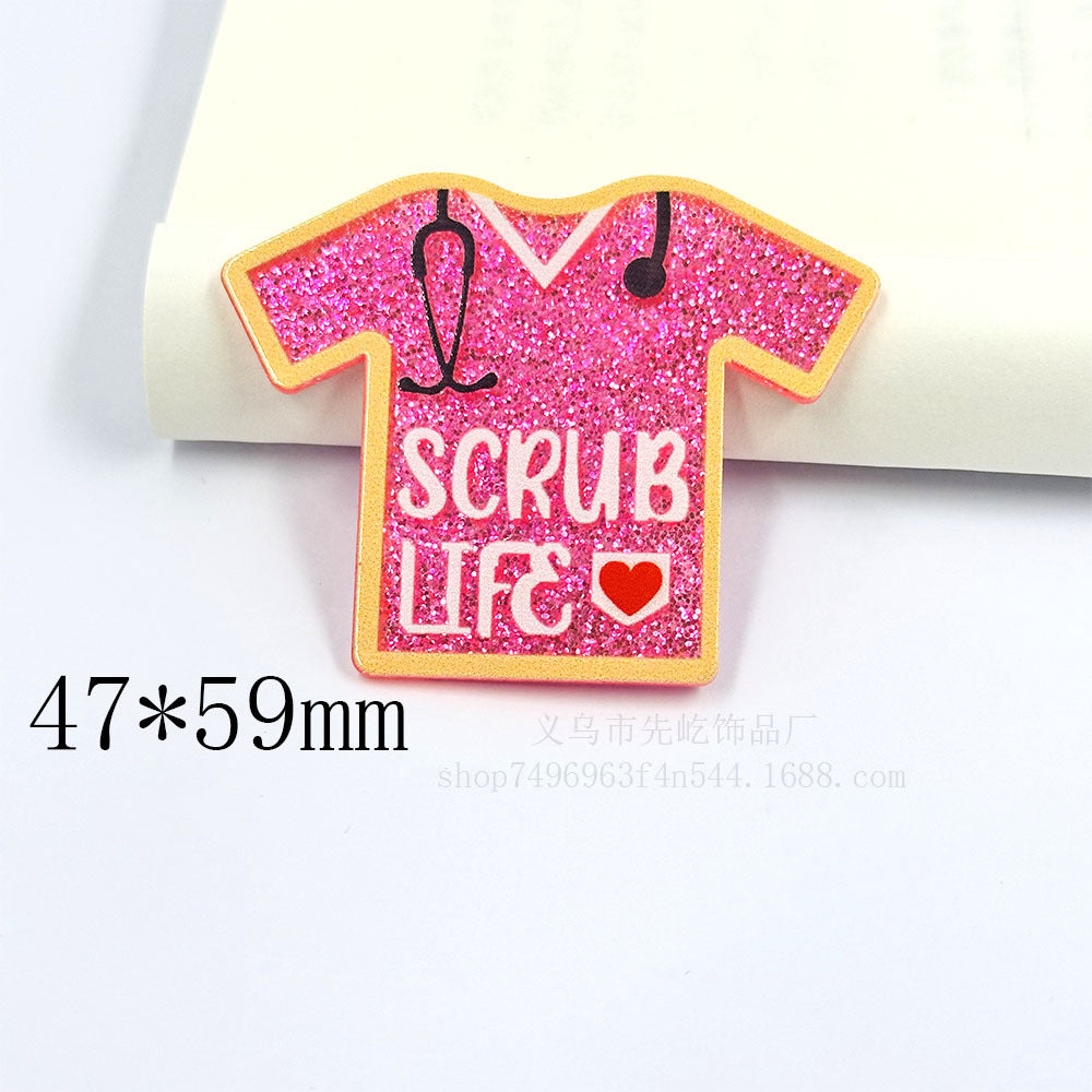 Wholesale 10pcs Loose Powder Cartoon Clothes Style Letters Acrylic Accessories