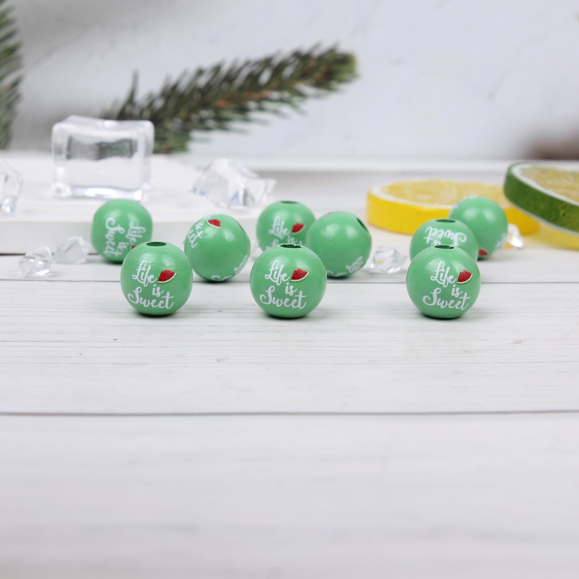 Wholesale 20pcs Summer Watermelon Dwarf Colorful Wooden Beads DIY Accessories