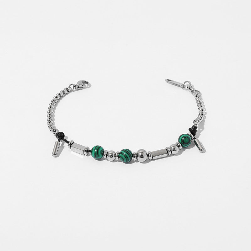Wholesale titanium steel malachite steel ball bracelet