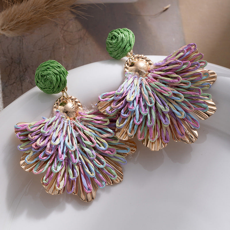 Wholesale Ethnic Style Hand-Woven Flower Earrings Bohemian Holiday Style Earrings
