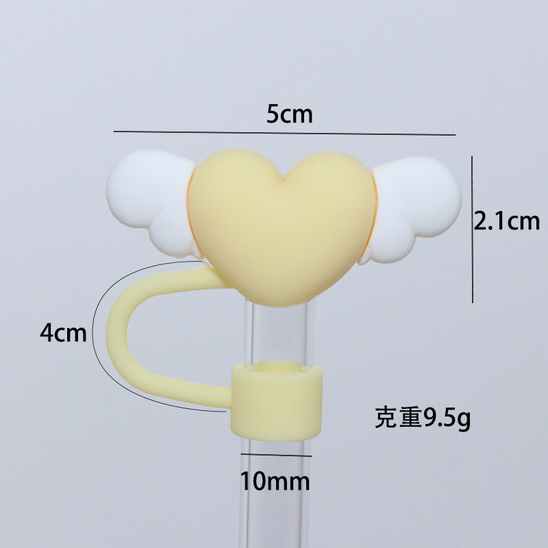 Wholesale 10mm cartoon color love straw cap cup accessories