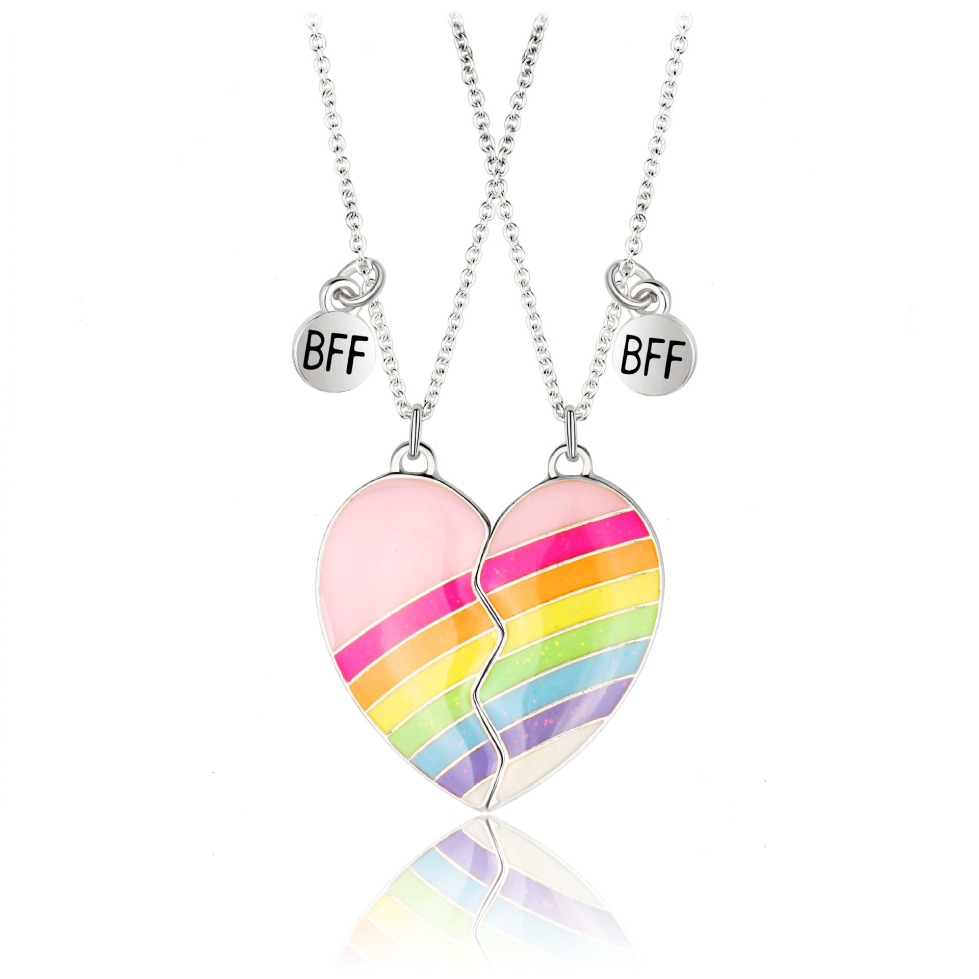 Wholesale Magnet Stone Heart Rainbow Alloy Drip Oil Necklaces