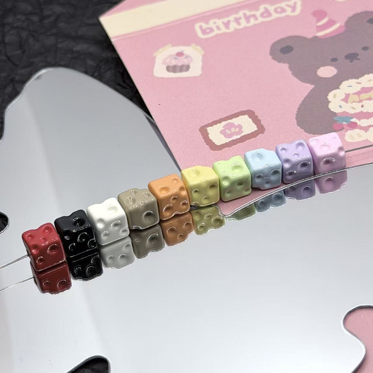 Wholesale 10pcs Alloy Cheese Block Square Colorful Alloy Beads Accessories DIY Accessories