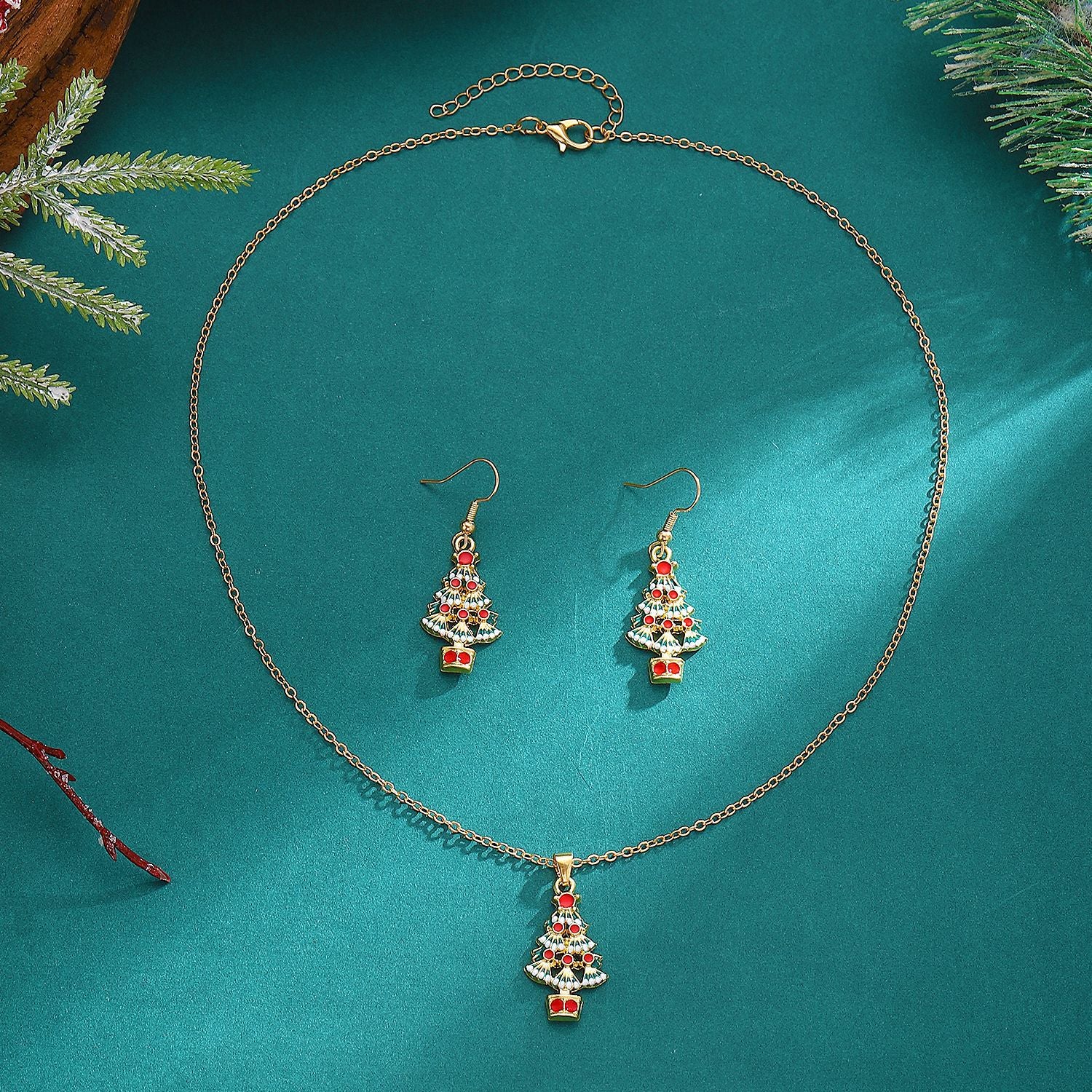 Wholesale New Christmas Tree Necklace Earrings Set