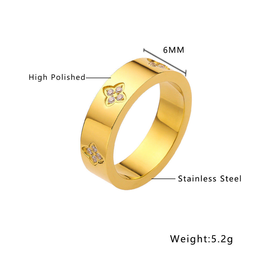 Wholesale All-match Love Heart Diamond Titanium Steel Ring