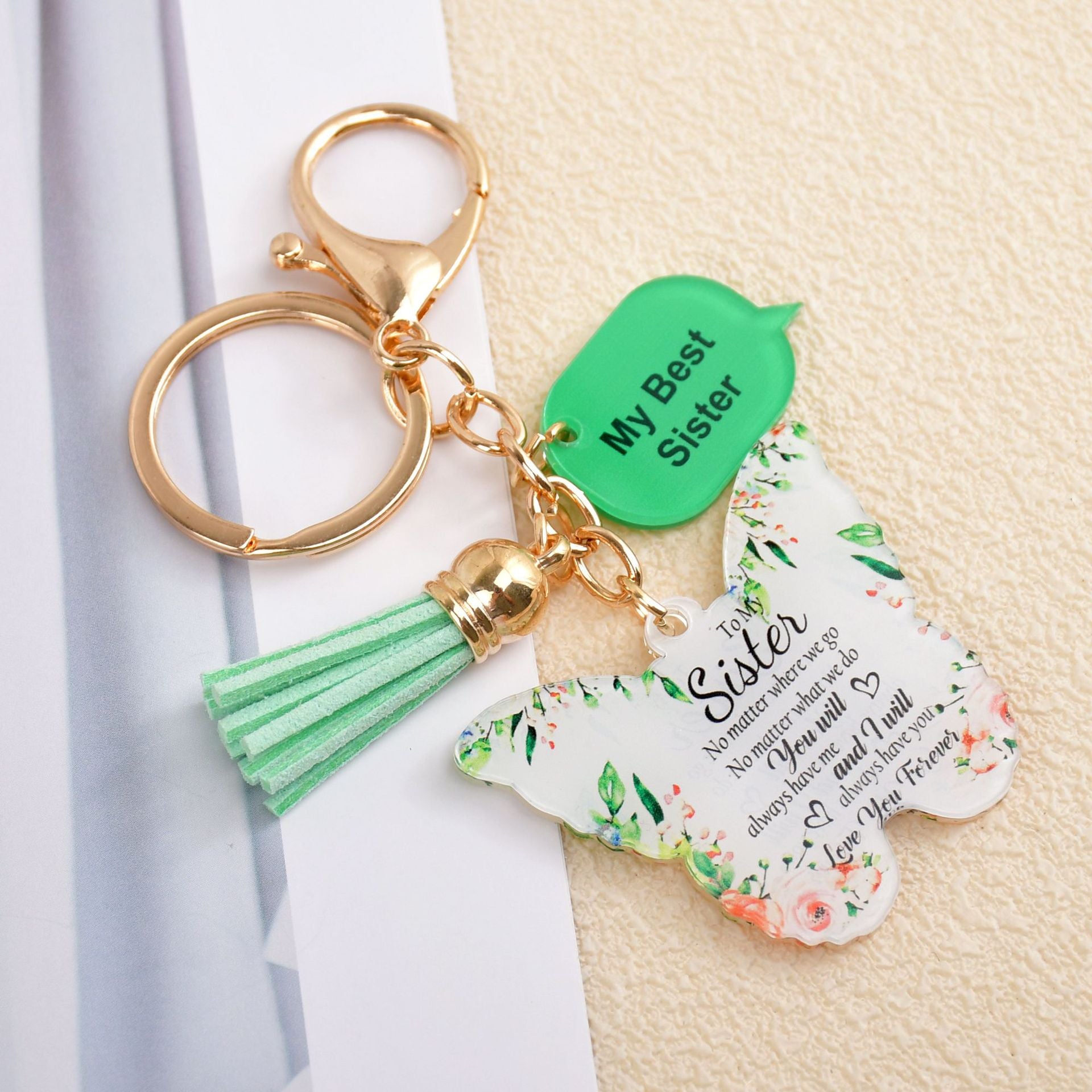Wholesale Acrylic Butterfly Letter Keychain
