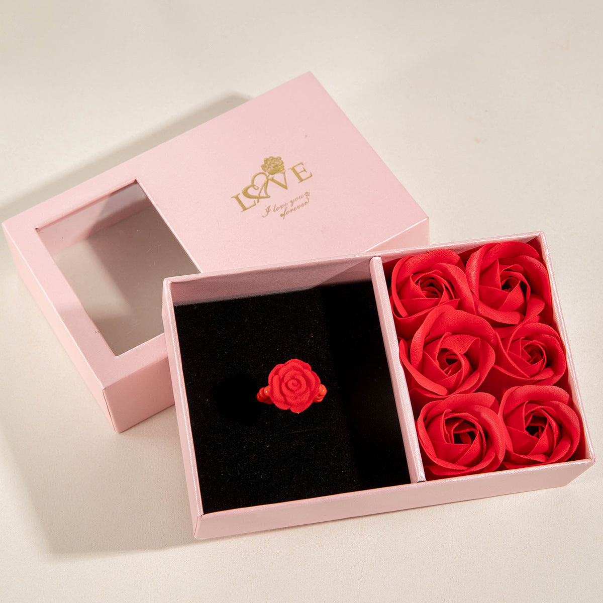 Wholesale Red Rose Resin Valentine' s Day Resin Rings