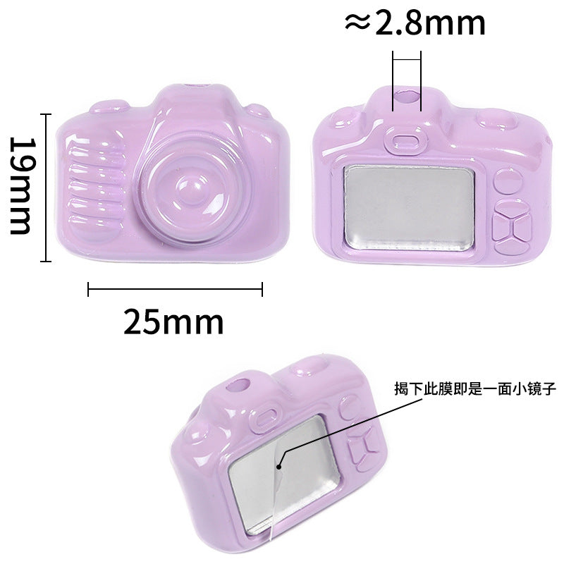 Wholesale 50pcs  Acrylic Cream Camera Beaded with Mirror