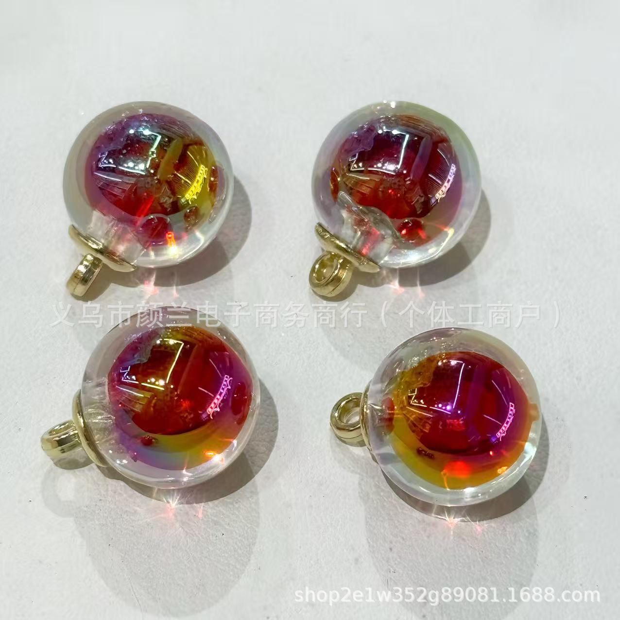 Wholesale 200pcs Colored plated hanging hole acrylic round beads