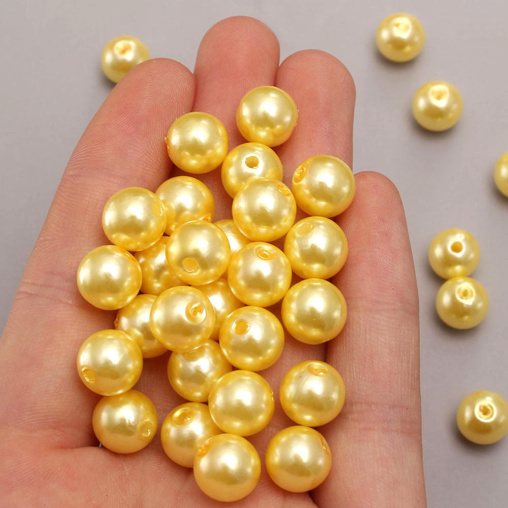 Wholesale 6-30MM Dark Yellow ABS Imitation Pearl Loose Beads