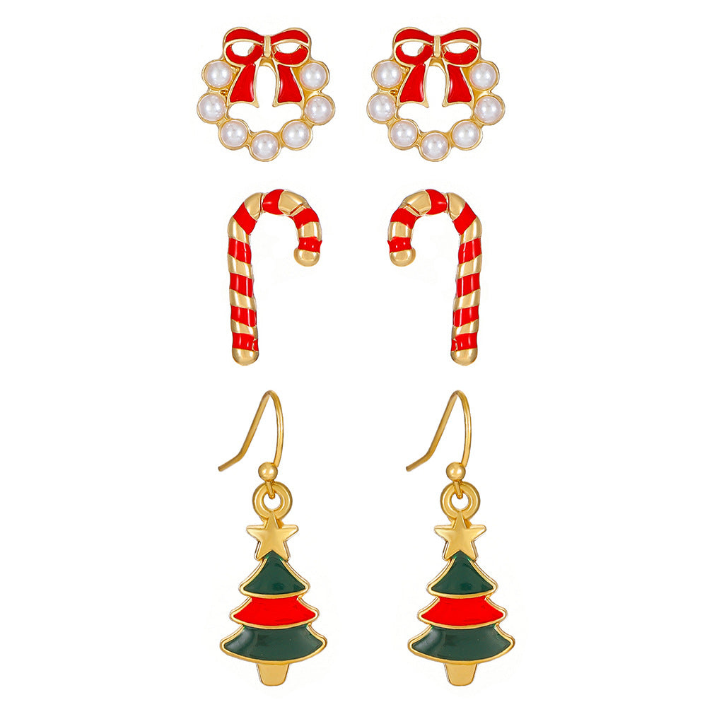 Wholesale Christmas Bell Old Man Christmas Tree Alloy Earrings
