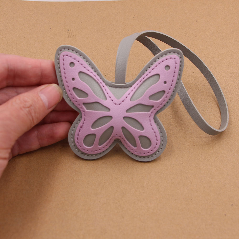 Wholesale Hollow Butterfly Artificial Leather Keychain Pendant Burgundy Bag Charm Fashion Accessory For Gifts And Car Keys