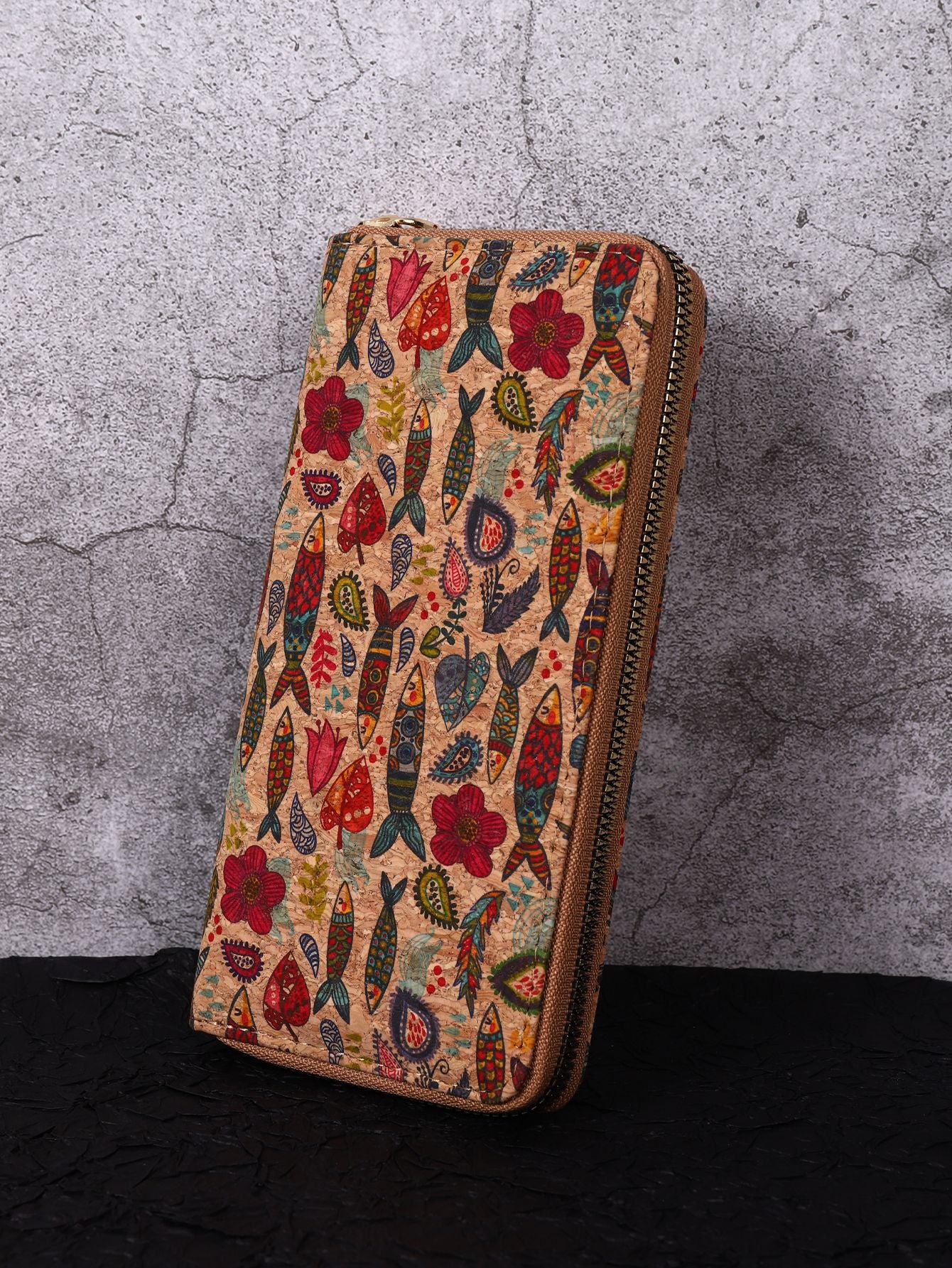 Wholesale PU Multifunctional Wood Grain Retro Wood Grain Long Wallet